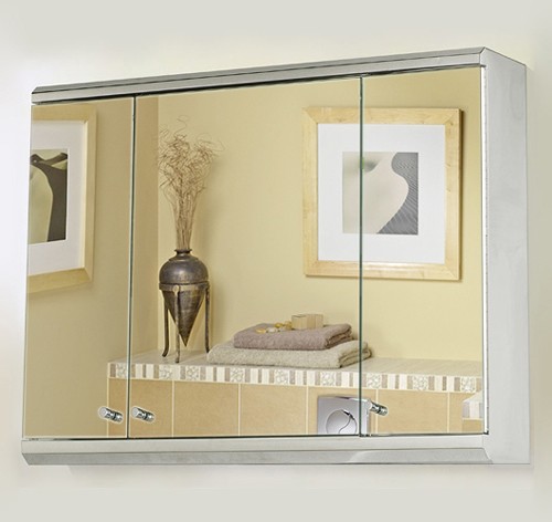 3 Door Mirror Bathroom Cabinet. 800x550x130mm. technical image