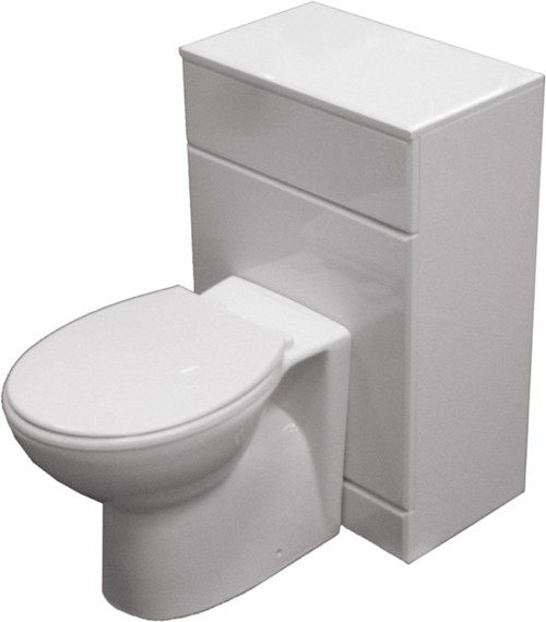 500mm Complete Back To Wall WC Toilet Set In White. technical image