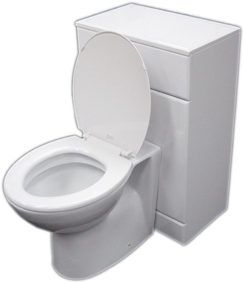 500mm Complete Back To Wall WC Toilet Set In White. technical image