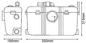 Sanibest macerator with multiple connections. technical image
