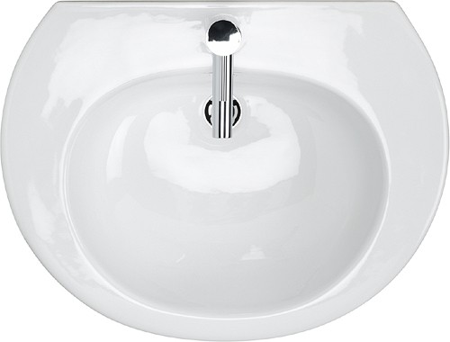 Basin & Pedestal (1 Tap Hole). Size 655x510mm. technical image