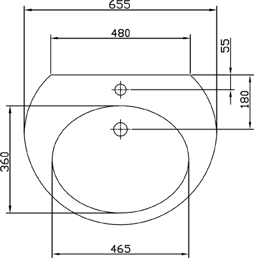 4 Piece Bathroom Suite With Toilet, Seat & 655mm Basin. technical image