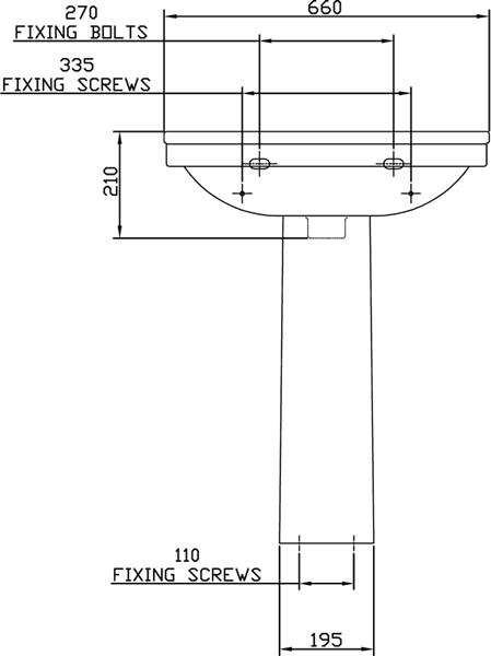 4 Piece Bathroom Suite With Toilet, Seat & 655mm Basin. technical image