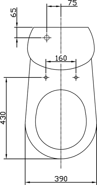 Contemporary Toilet With Push Flush Cistern & Seat. technical image