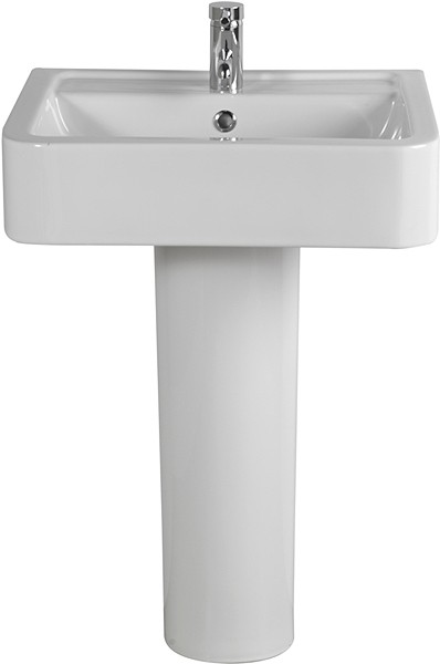 Basin & Pedestal (1 Tap Hole).  Size 580x460mm. technical image