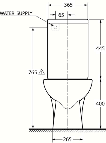 4 Piece Bathroom Suite, Toilet, Soft Close Seat, 58cm Basin. technical image