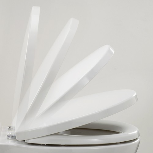 Modern Toilet, Push Flush Cistern & Soft Close Seat. technical image