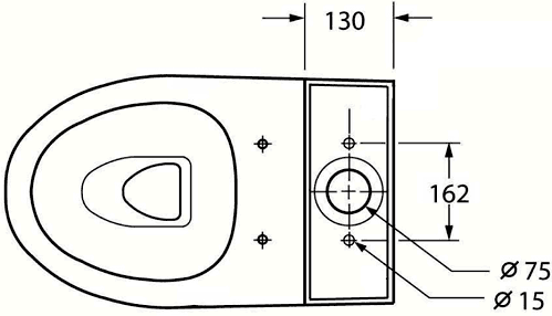Modern Toilet, Push Flush Cistern & Soft Close Seat. technical image