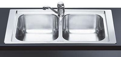 2.0 Bowl Stainless Steel Low Profile Inset Kitchen Sink. technical image
