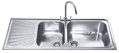 2.0 Anti-Scratch Stainless Steel Kitchen Sink With Left Hand Drainer. technical image