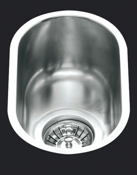 1.0 Bowl Oval Stainless Steel Undermount Kitchen Sink. 160mm. technical image