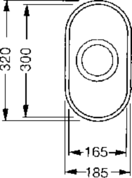 1.0 Bowl Oval Stainless Steel Undermount Kitchen Sink. 160mm. technical image