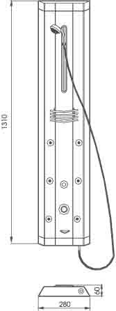 Caspian 6 Jet Shower Panel. technical image
