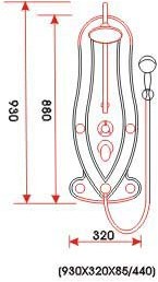 Surf 4 Jet Shower Panel. technical image
