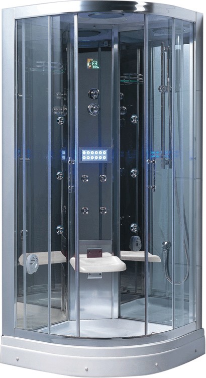 900x900 Steam massage shower enclosure, mirror panels. technical image