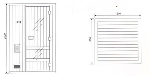 Sauna cabin 1200x1200mm. technical image