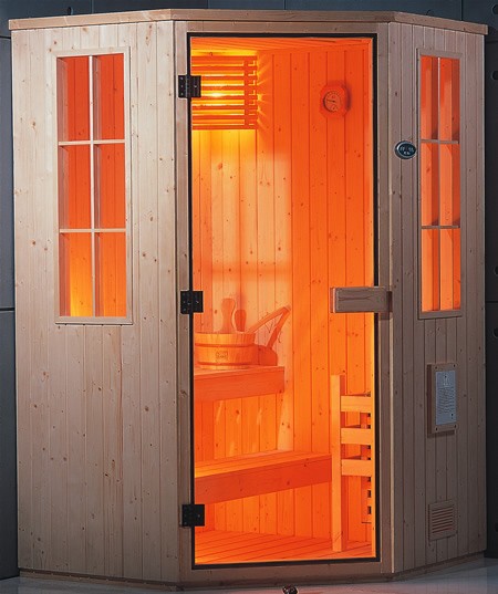 Corner sauna cabin 1300x1300mm. technical image
