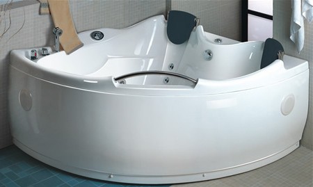 Whirlpool bath for two people. Left Hand. 1510x1510mm. technical image