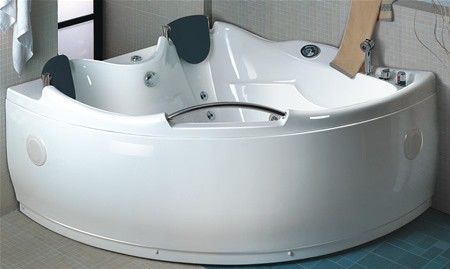 Whirlpool bath for two people. Right Hand. 1510x1510mm. technical image