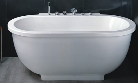 Freestanding Back to Wall Whirlpool Bath. 1800x950mm. technical image