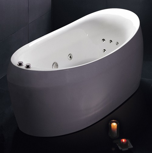 Freestanding Double Ended Whirlpool Bath. 1800x900mm. technical image