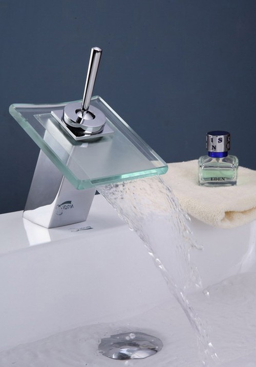 Square Waterfall Basin Mixer Tap With Square Column. technical image
