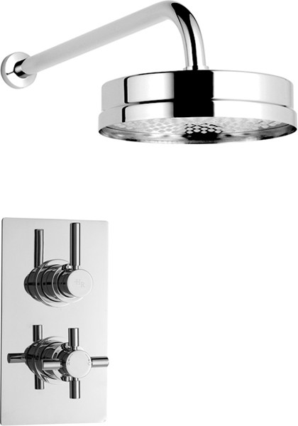 Twin Concealed Thermostatic Shower Valve & Fixed Head. technical image