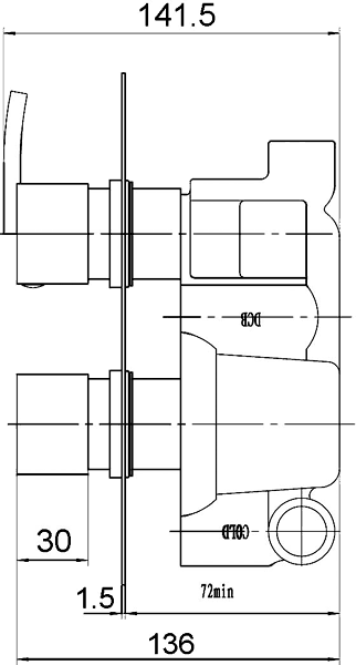 Twin concealed thermostatic shower valve technical image