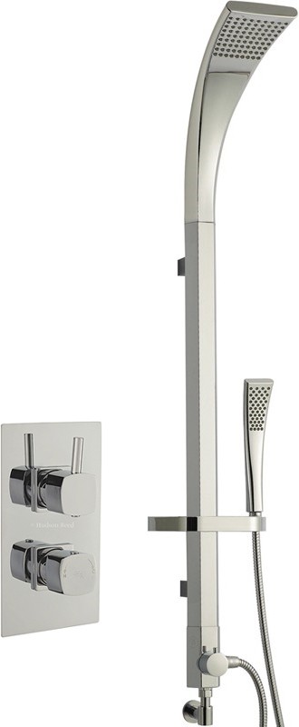Twin Thermostatic Shower Valve & Modern Rigid Riser Kit. technical image