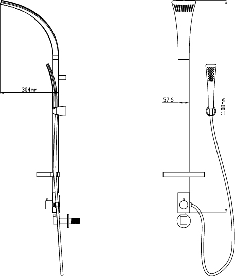 Twin Thermostatic Shower Valve & Modern Rigid Riser Kit. technical image