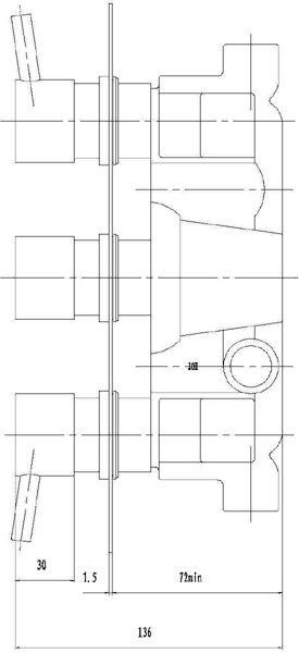 Triple Thermostatic Shower Valve, Head & Jets. technical image