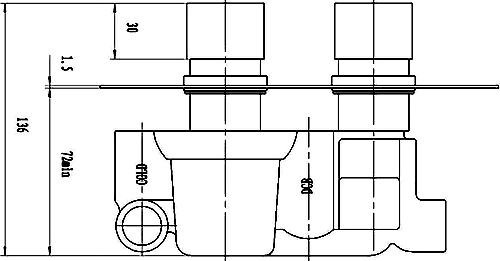 Twin Concealed Thermostatic Shower Valve (Chrome). technical image