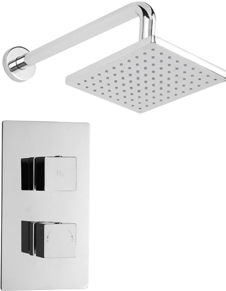 Twin Concealed Thermostatic Shower Valve & Fixed Head. technical image