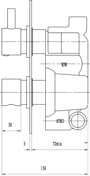 Twin Concealed 3/4" Thermostatic Shower Valve. technical image