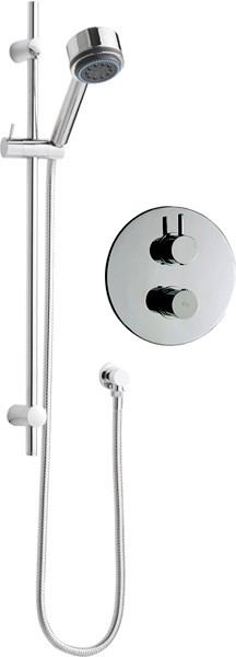 Twin Thermostatic Shower Valve, Slide Rail & Handset. technical image