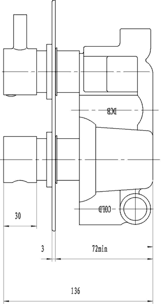 Twin Thermostatic Shower Valve, Slide Rail & Handset. technical image