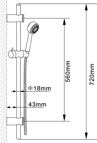 Twin Thermostatic Shower Valve, Slide Rail & Handset. technical image