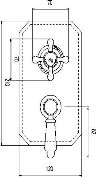 Traditional Twin Concealed Thermostatic Shower Valve. technical image