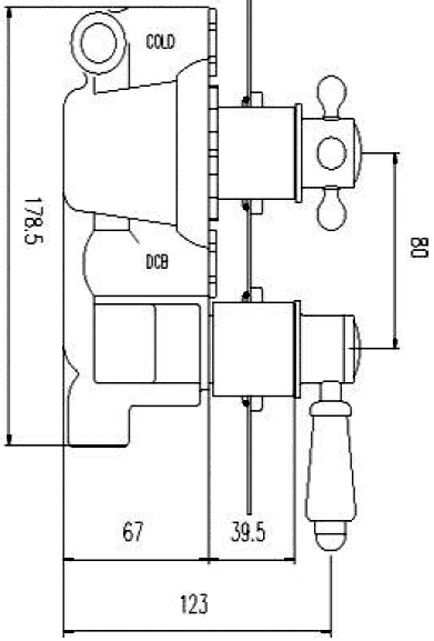 Traditional Twin Concealed Thermostatic Shower Valve. technical image