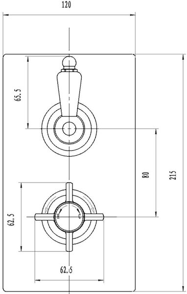 Twin Thermostatic Shower Valve (Chrome) technical image