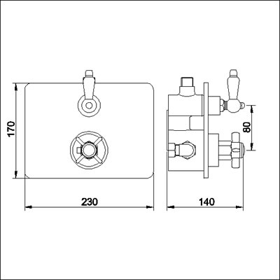3/4" Twin Thermostatic Shower Valve (Chrome) technical image