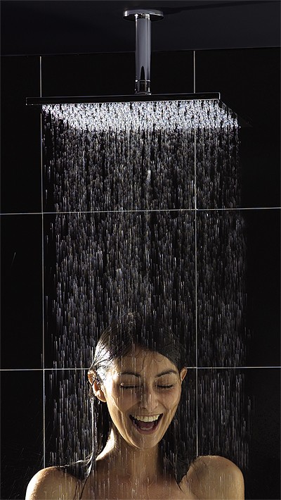 XXL Sheer Square Shower Head & Ceiling Arm. 35cm (14"). technical image