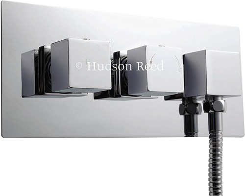 3/4" Twin Thermostatic Shower Valve With Diverter & Outlet. technical image