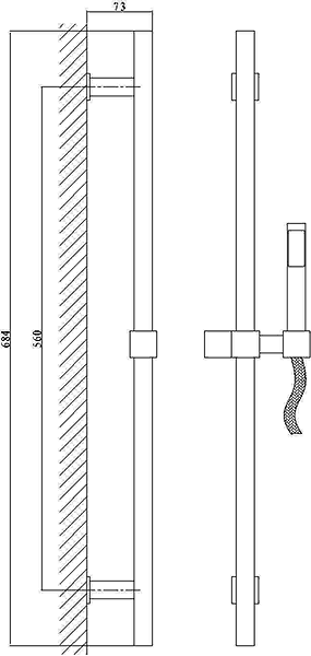 3/4" Thermostatic Shower Valve, Diverter, Head & Slide Rail. technical image
