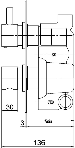 Twin concealed thermostatic shower valve technical image