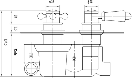 Twin Thermostatic Shower Valve & 8" Shower Head. technical image