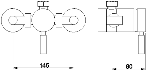 Manual single lever shower valve technical image