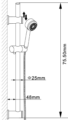 Manual Concealed Shower Valve & Adjustable Slide Rail Kit. technical image