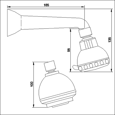 Luxury multi function modern fixed shower head and arm technical image
