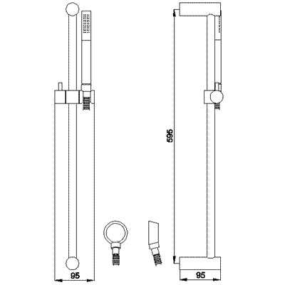 Minimalist slide rail kit with pencil handset technical image